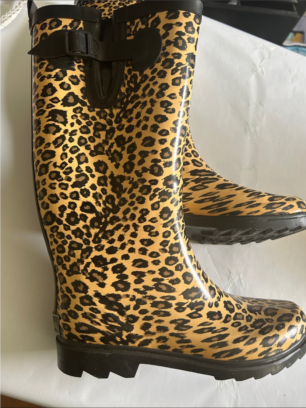 Leopard-Print Waterproof Women's Rain Boots